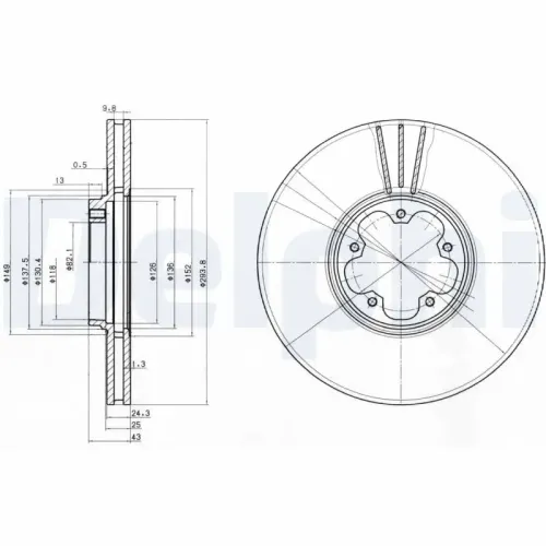 Bremsscheibe DELPHI BG3504 Bild Bremsscheibe DELPHI BG3504