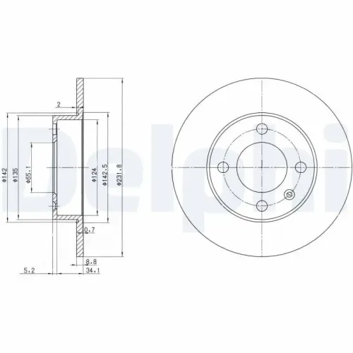 Bremsscheibe Hinterachse DELPHI BG3505 Bild Bremsscheibe Hinterachse DELPHI BG3505