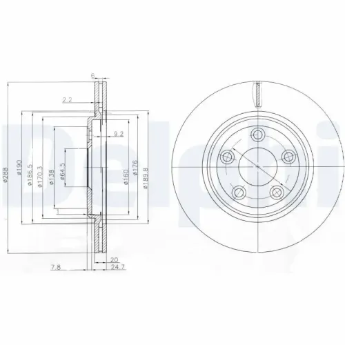 Bremsscheibe Hinterachse DELPHI BG3512 Bild Bremsscheibe Hinterachse DELPHI BG3512