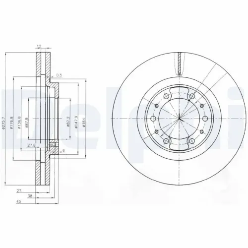 Bremsscheibe Vorderachse DELPHI BG3586 Bild Bremsscheibe Vorderachse DELPHI BG3586