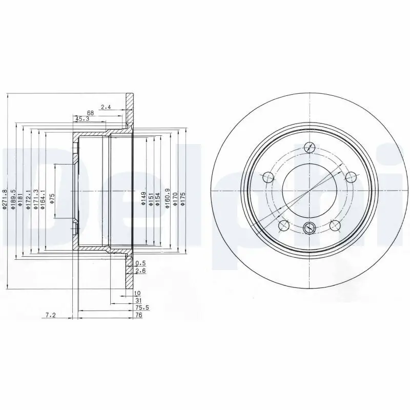 Bremsscheibe Hinterachse DELPHI BG3592