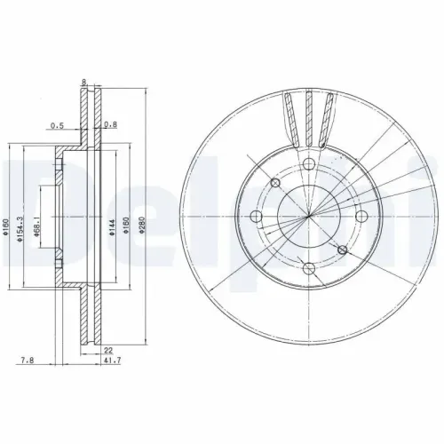 Bremsscheibe Vorderachse DELPHI BG3596C Bild Bremsscheibe Vorderachse DELPHI BG3596C