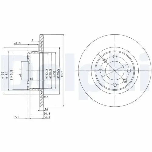 Bremsscheibe Hinterachse DELPHI BG3621 Bild Bremsscheibe Hinterachse DELPHI BG3621