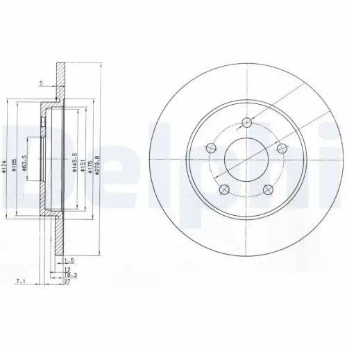 Bremsscheibe DELPHI BG3663C Bild Bremsscheibe DELPHI BG3663C