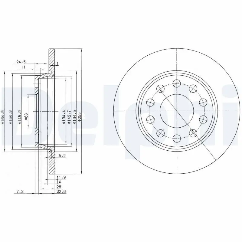 Bremsscheibe Hinterachse DELPHI BG3674C