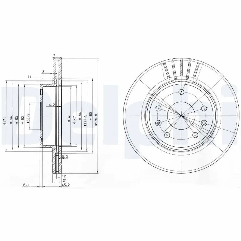 Bremsscheibe Vorderachse DELPHI BG3702C