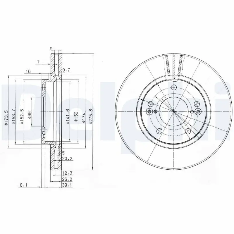 Bremsscheibe Vorderachse DELPHI BG3721