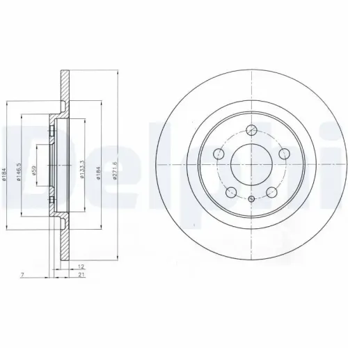Bremsscheibe DELPHI BG3741 Bild Bremsscheibe DELPHI BG3741