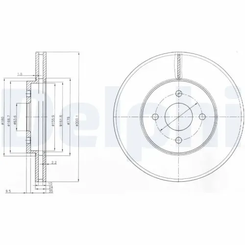Bremsscheibe Vorderachse DELPHI BG3742 Bild Bremsscheibe Vorderachse DELPHI BG3742