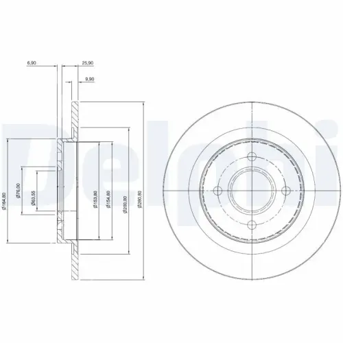 Bremsscheibe Hinterachse DELPHI BG3743 Bild Bremsscheibe Hinterachse DELPHI BG3743