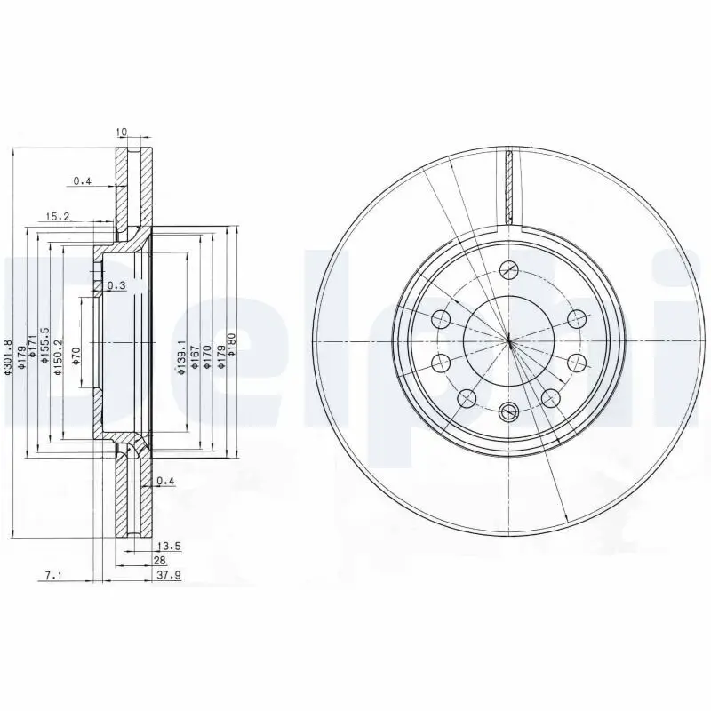 Bremsscheibe Vorderachse DELPHI BG3772C