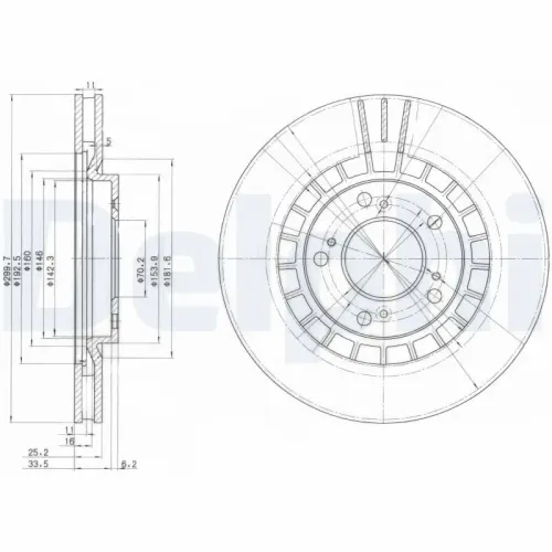 Bremsscheibe Vorderachse DELPHI BG3796 Bild Bremsscheibe Vorderachse DELPHI BG3796