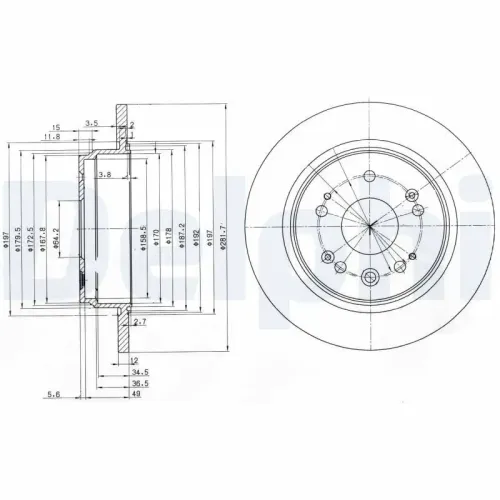 Bremsscheibe Hinterachse DELPHI BG3797 Bild Bremsscheibe Hinterachse DELPHI BG3797