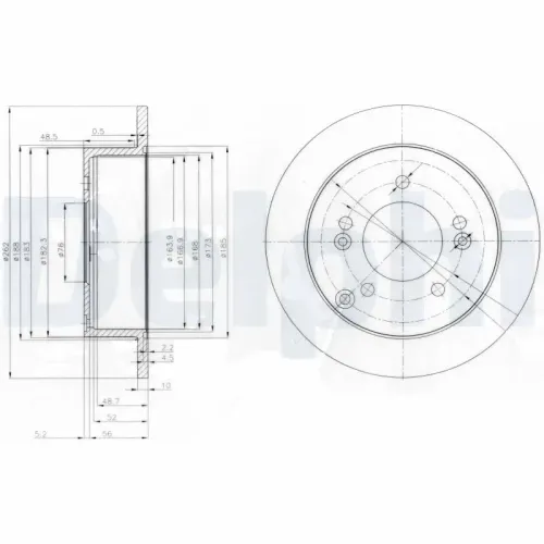 Bremsscheibe Hinterachse DELPHI BG3799 Bild Bremsscheibe Hinterachse DELPHI BG3799