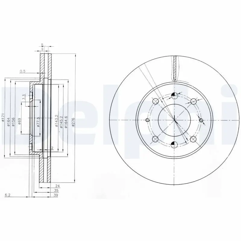 Bremsscheibe Vorderachse DELPHI BG3810