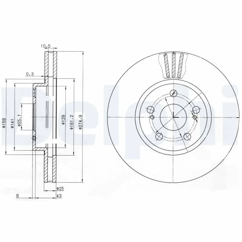Bremsscheibe Vorderachse DELPHI BG3823