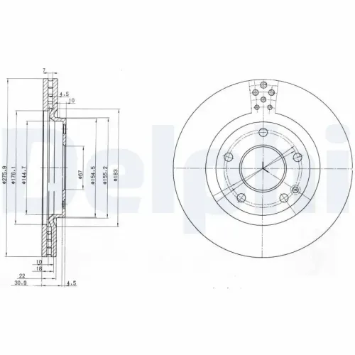 Bremsscheibe Vorderachse DELPHI BG3829 Bild Bremsscheibe Vorderachse DELPHI BG3829