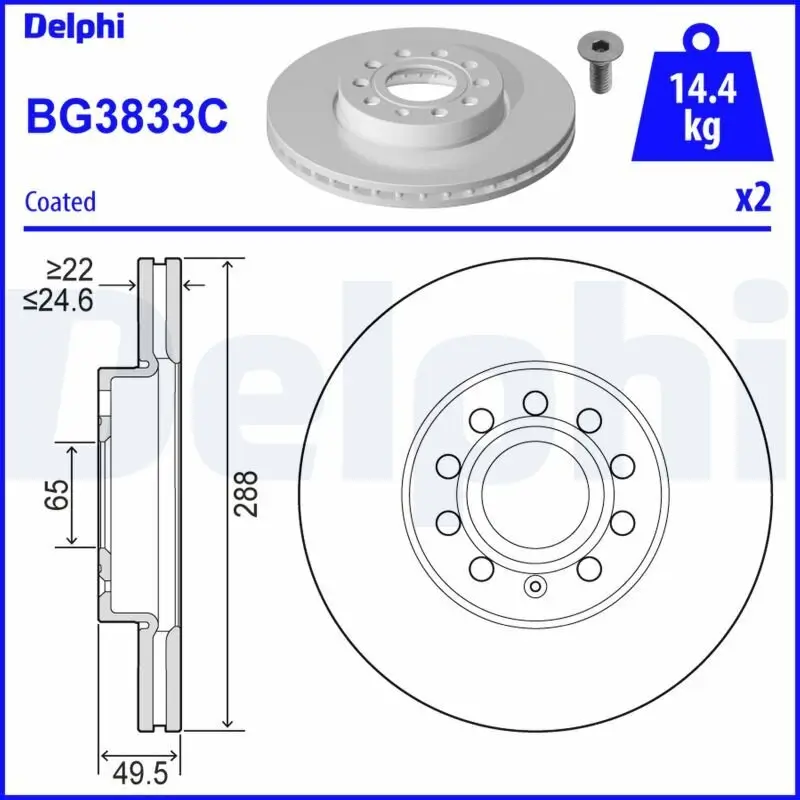 Bremsscheibe DELPHI BG3833C