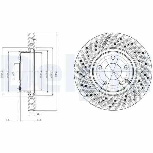 Bremsscheibe Vorderachse DELPHI BG3882 Bild Bremsscheibe Vorderachse DELPHI BG3882