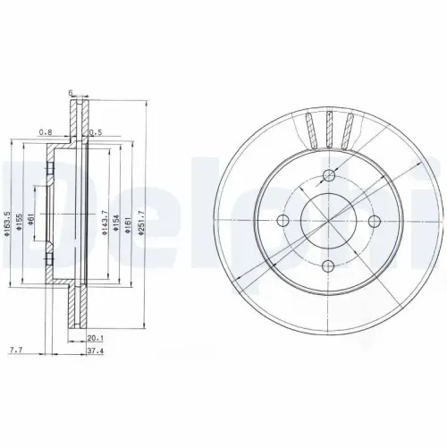 Bremsscheibe DELPHI BG3932 Bild Bremsscheibe DELPHI BG3932