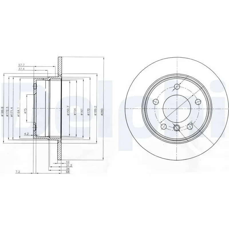 Bremsscheibe Hinterachse DELPHI BG3940