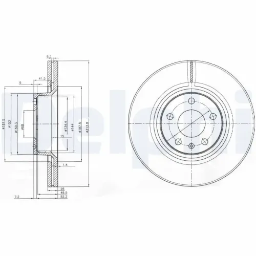 Bremsscheibe Vorderachse DELPHI BG3942 Bild Bremsscheibe Vorderachse DELPHI BG3942