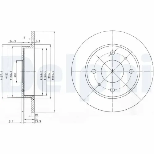 Bremsscheibe Hinterachse DELPHI BG3971 Bild Bremsscheibe Hinterachse DELPHI BG3971