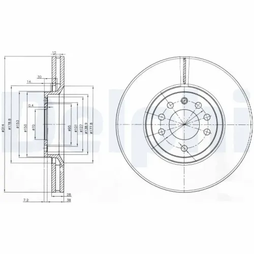 Bremsscheibe Vorderachse DELPHI BG3973 Bild Bremsscheibe Vorderachse DELPHI BG3973