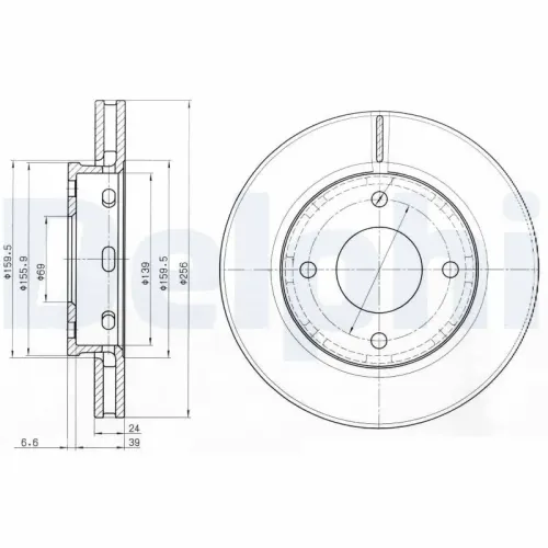 Bremsscheibe Vorderachse DELPHI BG3987 Bild Bremsscheibe Vorderachse DELPHI BG3987