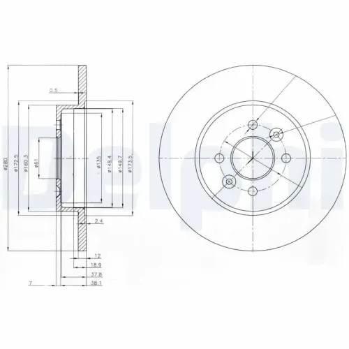Bremsscheibe Hinterachse DELPHI BG3992 Bild Bremsscheibe Hinterachse DELPHI BG3992