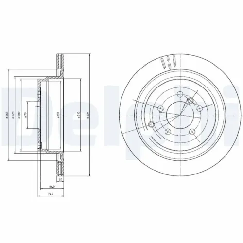 Bremsscheibe Hinterachse DELPHI BG4021C Bild Bremsscheibe Hinterachse DELPHI BG4021C