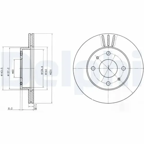 Bremsscheibe Vorderachse DELPHI BG4047 Bild Bremsscheibe Vorderachse DELPHI BG4047
