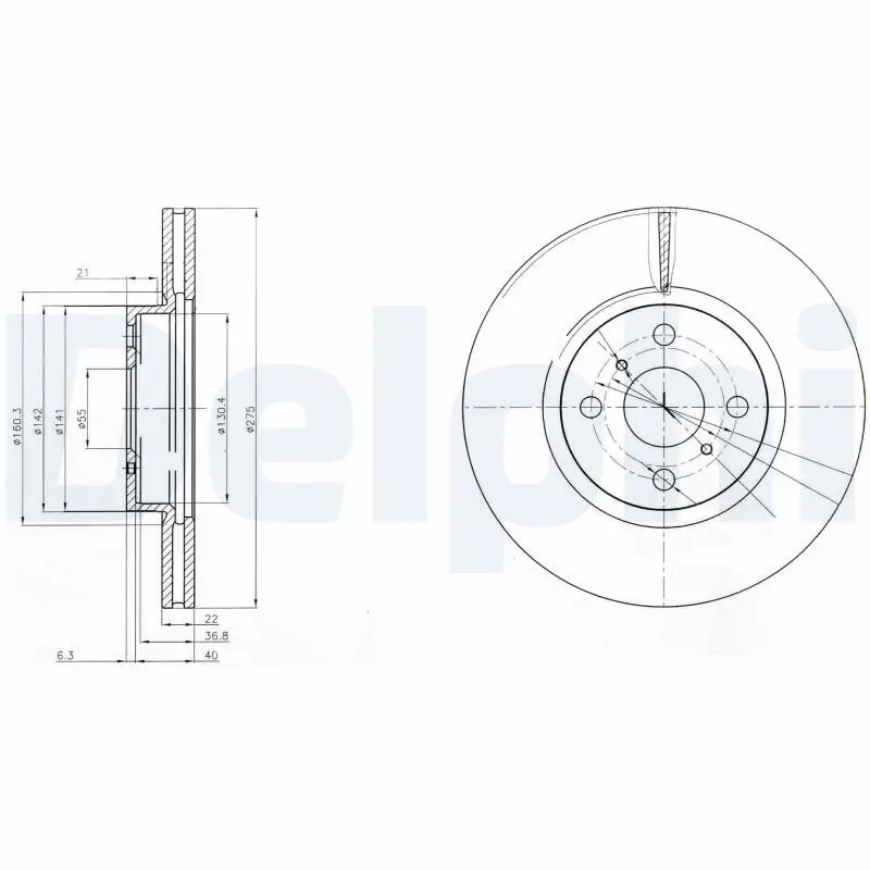 Bremsscheibe DELPHI BG4054 Bild Bremsscheibe DELPHI BG4054