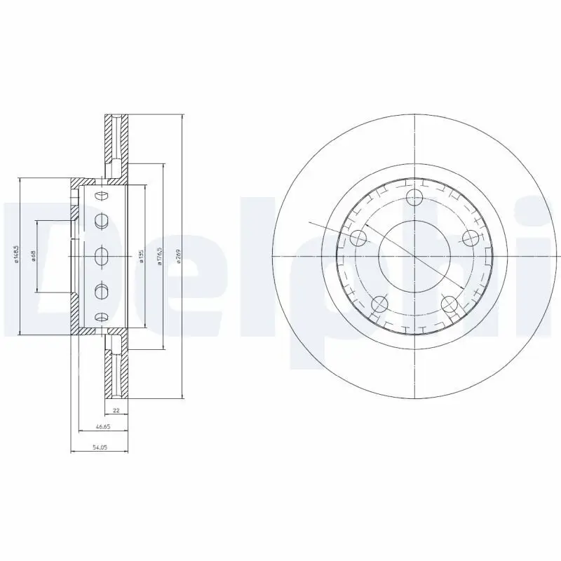 Bremsscheibe Hinterachse DELPHI BG4057