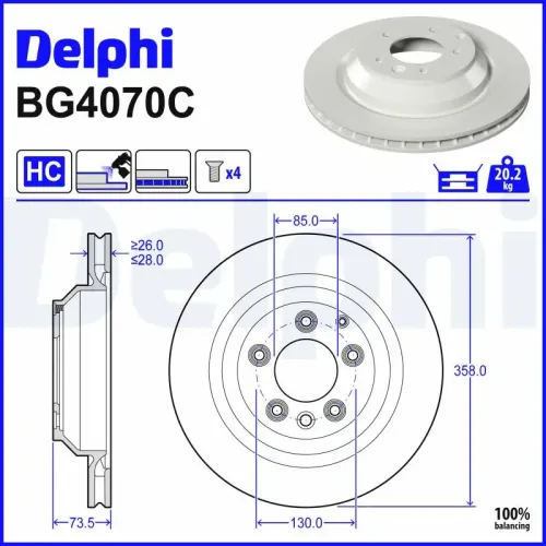 Bremsscheibe DELPHI BG4070C Bild Bremsscheibe DELPHI BG4070C