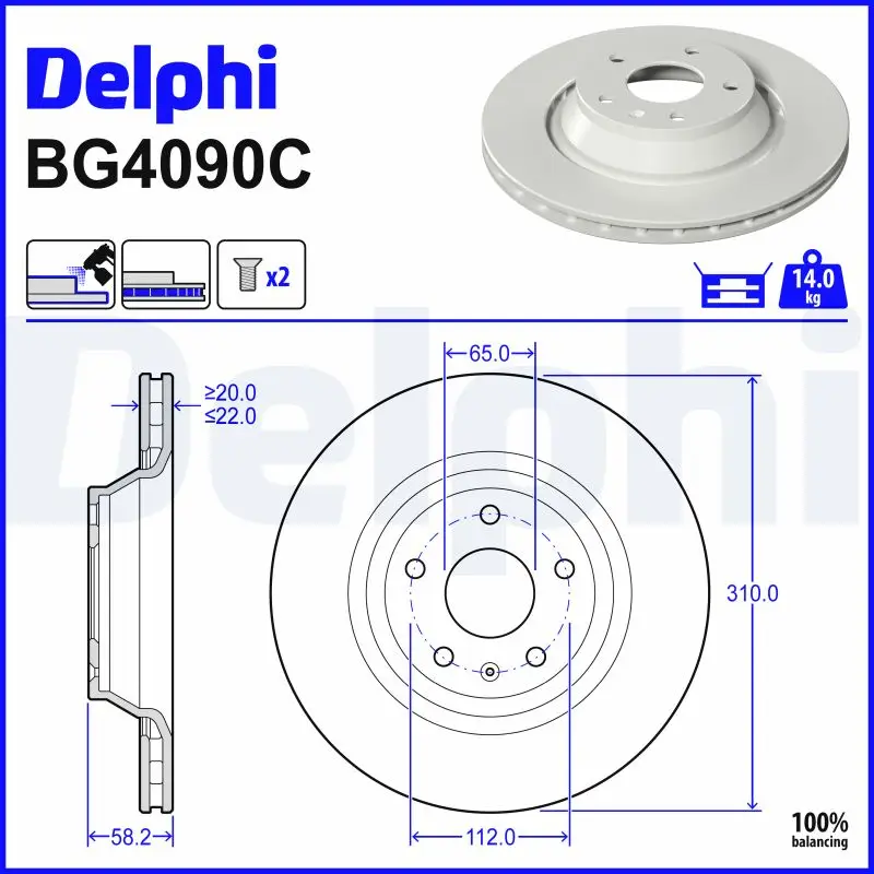 Bremsscheibe Hinterachse DELPHI BG4090C