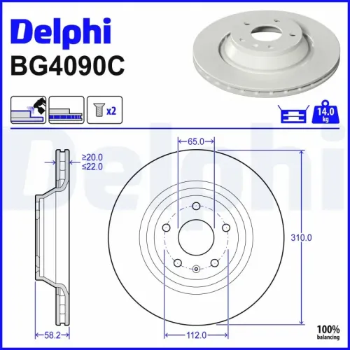 Bremsscheibe Hinterachse DELPHI BG4090C Bild Bremsscheibe Hinterachse DELPHI BG4090C