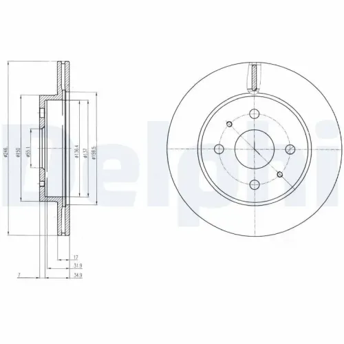 Bremsscheibe DELPHI BG4128 Bild Bremsscheibe DELPHI BG4128