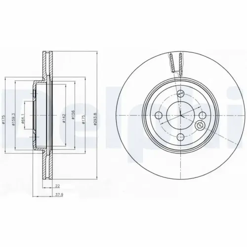 Bremsscheibe Vorderachse DELPHI BG4184 Bild Bremsscheibe Vorderachse DELPHI BG4184