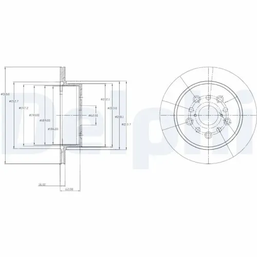 Bremsscheibe Hinterachse DELPHI BG4216 Bild Bremsscheibe Hinterachse DELPHI BG4216