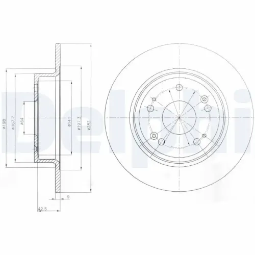 Bremsscheibe Hinterachse DELPHI BG4249 Bild Bremsscheibe Hinterachse DELPHI BG4249