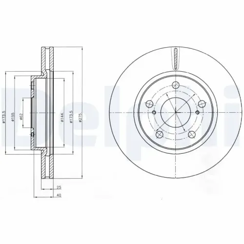 Bremsscheibe Vorderachse DELPHI BG4304 Bild Bremsscheibe Vorderachse DELPHI BG4304