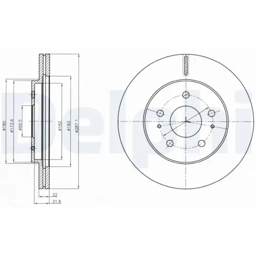 Bremsscheibe Vorderachse DELPHI BG4326 Bild Bremsscheibe Vorderachse DELPHI BG4326