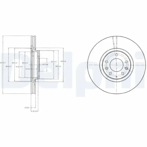 Bremsscheibe DELPHI BG4332 Bild Bremsscheibe DELPHI BG4332