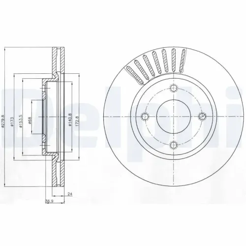 Bremsscheibe DELPHI BG4337 Bild Bremsscheibe DELPHI BG4337