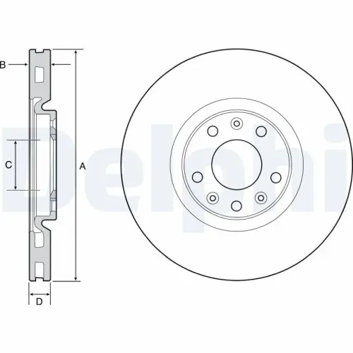 Bremsscheibe Vorderachse DELPHI BG4457 Bild Bremsscheibe Vorderachse DELPHI BG4457