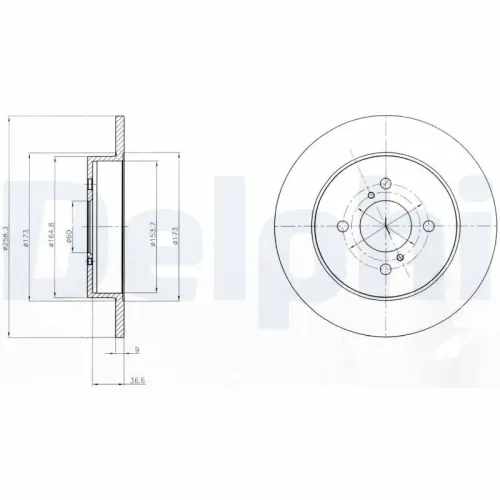 Bremsscheibe Hinterachse DELPHI BG4539C Bild Bremsscheibe Hinterachse DELPHI BG4539C