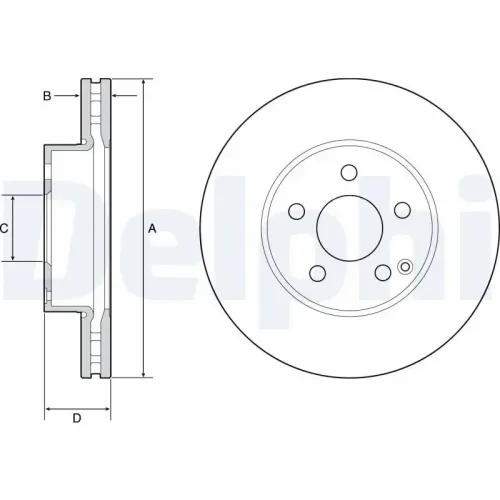 Bremsscheibe Vorderachse DELPHI BG4945C Bild Bremsscheibe Vorderachse DELPHI BG4945C