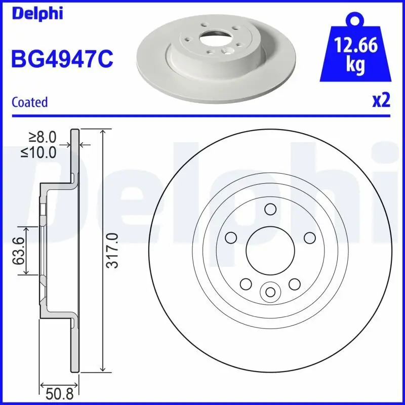 Bremsscheibe Hinterachse DELPHI BG4947C