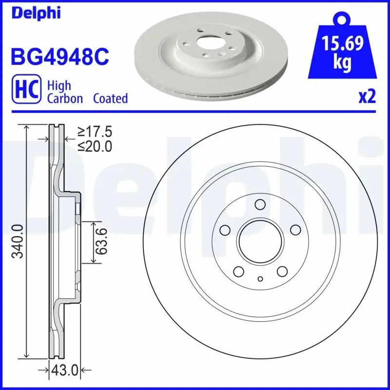 Bremsscheibe Hinterachse DELPHI BG4948C